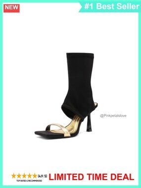 Stiletto Heel Open Toe Sandal Boots Stretch Ankle Sock Style Heels